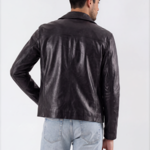 Midnight Black Leather Shirt Jacket