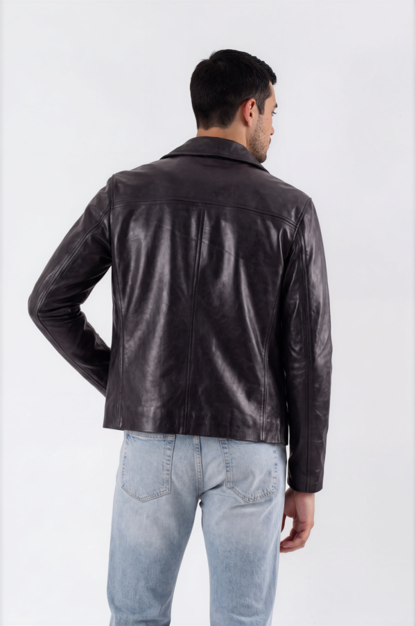 Midnight Black Leather Shirt Jacket