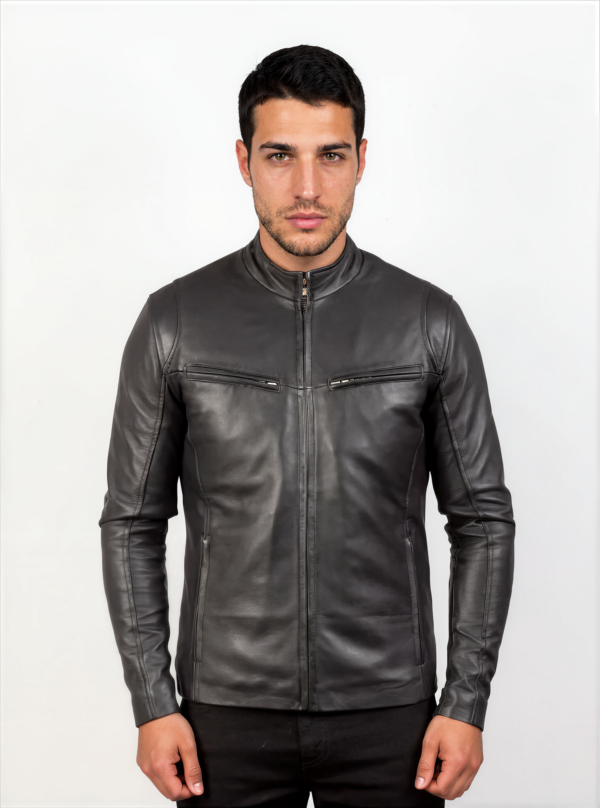 Black Café Racer Leather Jacket