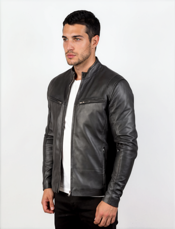 Black Café Racer Leather Jacket