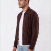 Cognac Brown Suede Bomber Jacket