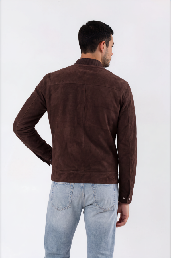 Cognac Brown Suede Bomber Jacket