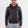 Black Hooded Leather Jacket