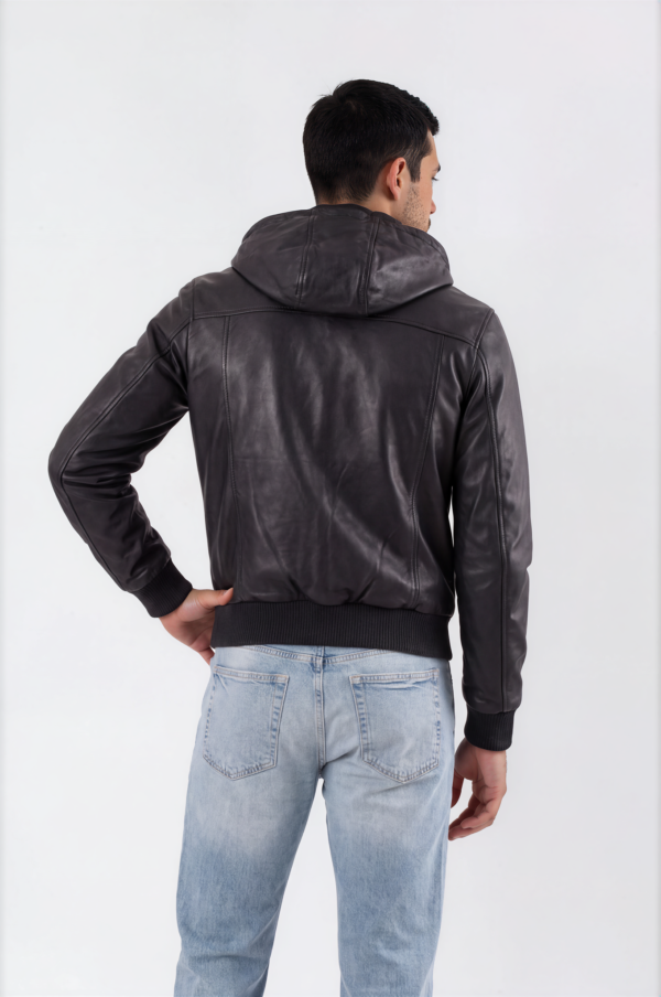 Black Hooded Leather Jacket
