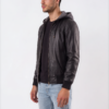 Black Hooded Leather Jacket
