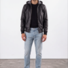 Black Hooded Leather Jacket