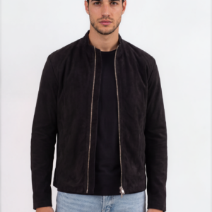 Onyx Black Suede Bomber Jacket