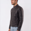 Distressed Brown Leather Biker Jacket