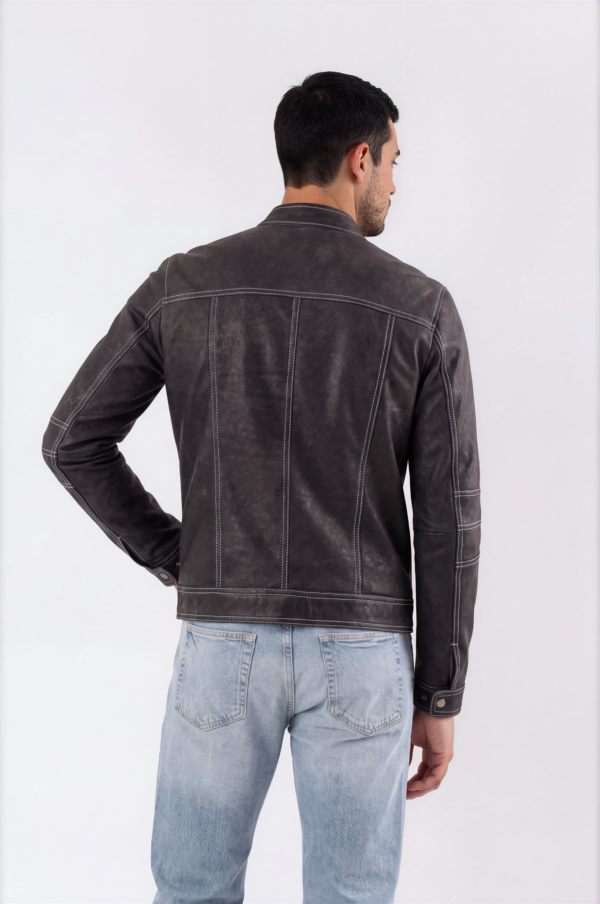 Distressed Brown Leather Biker Jacket