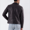 Black Asymmetric-Zip Leather Biker Jacket