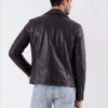 Black Asymmetric-Zip Leather Biker Jacket