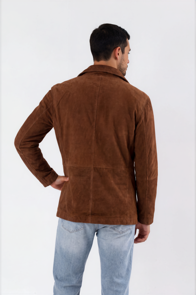 Craftsmanship detail on a quality leather jacket showing clean stitching and hardware