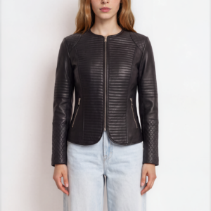 Women's Black Quilted Leather Biker Jacket