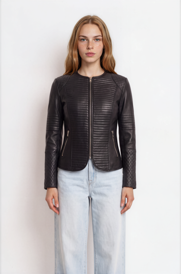 Women's Black Quilted Leather Biker Jacket