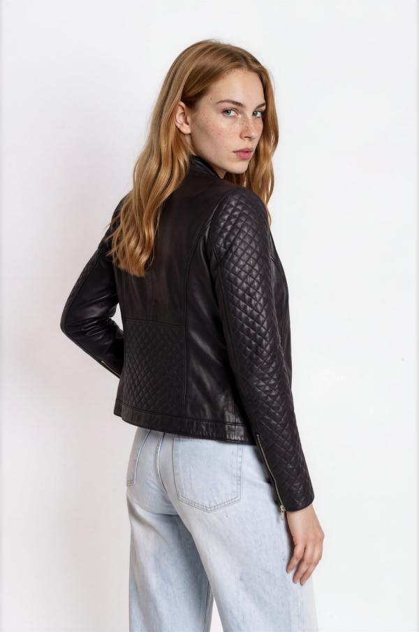 Women's Black Quilted Leather Biker Jacket