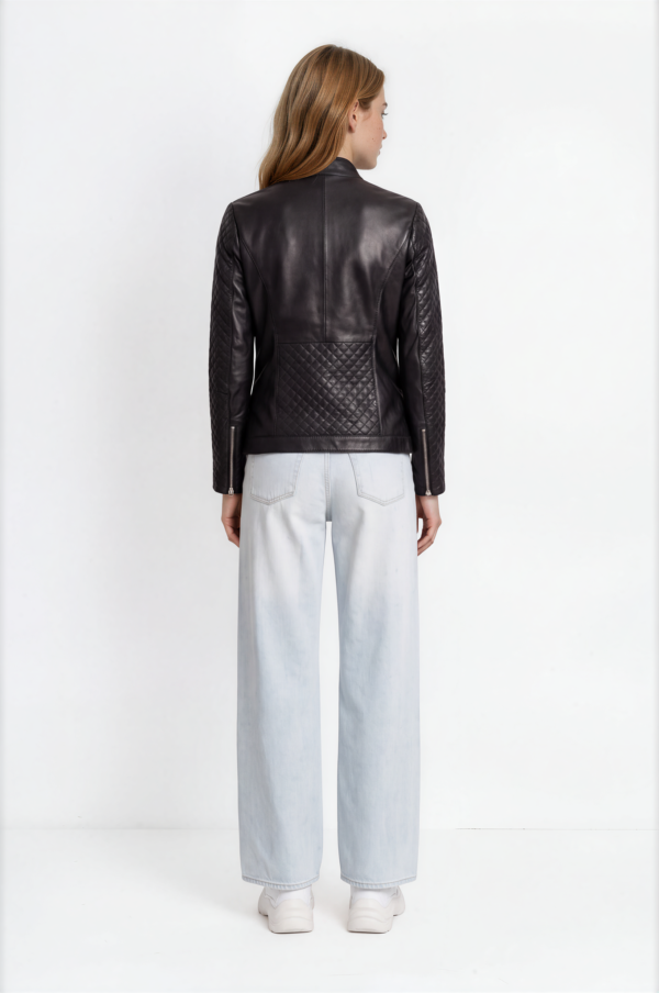 Women's Black Quilted Leather Biker Jacket