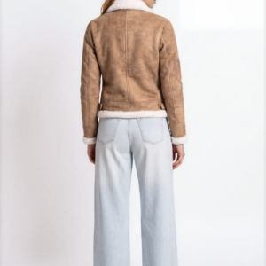Women's Tan Shearling Aviator Jacket