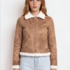 Women's Tan Shearling Aviator Jacket