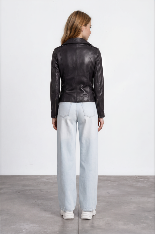 Women's Black Asymmetric-Zip Biker Jacket