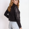 Women's Black Asymmetric-Zip Biker Jacket