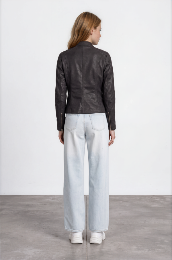 Women's Black Asymmetric-Zip Biker Jacket
