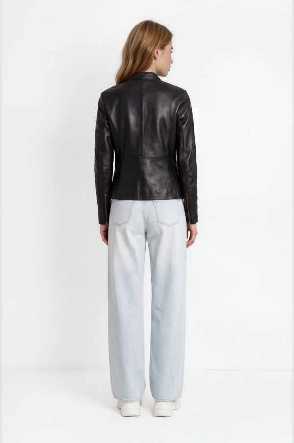 Women's Black Asymmetric-Zip Biker Jacket