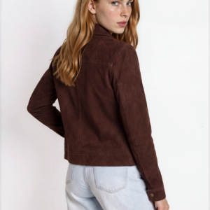 Women's Brown Suede Trucker Jacket