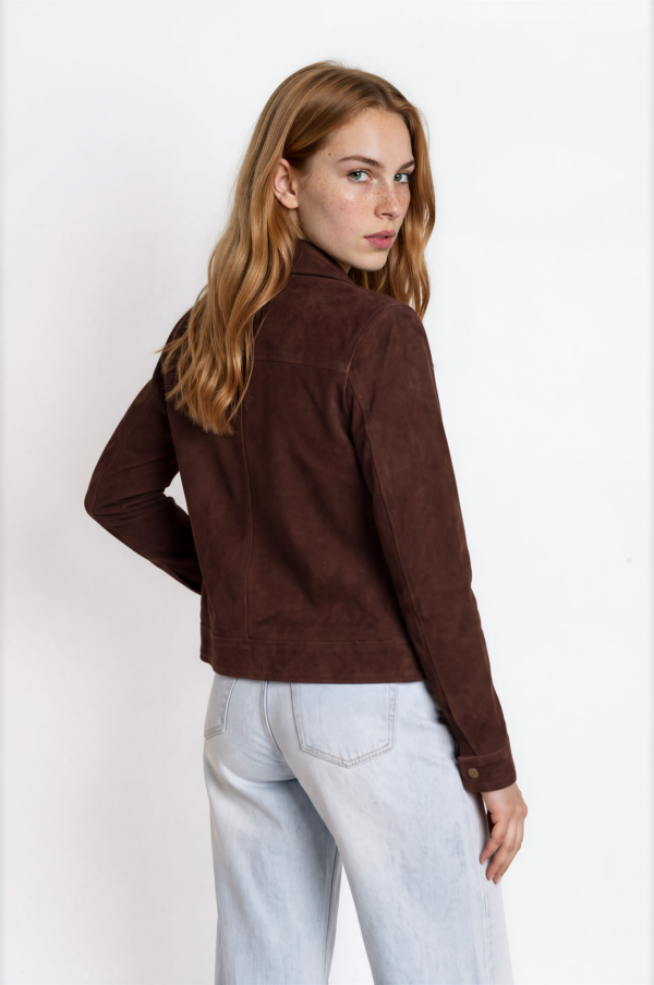 Women's Brown Suede Trucker Jacket