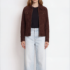Women's Brown Suede Trucker Jacket