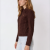Women's Brown Suede Trucker Jacket